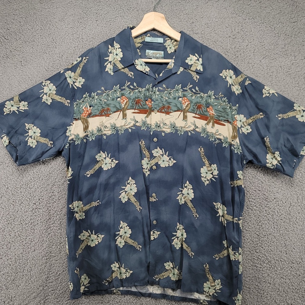Campia shirt Men's Large button up Hawaiian golf short sleeve shirt
